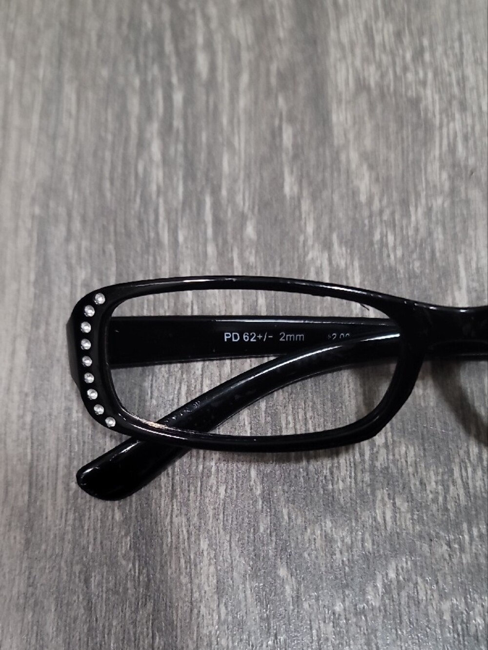 Fashion Crystal Black Rectangular Eyeglasses - No Lens - Picture 3 of 4